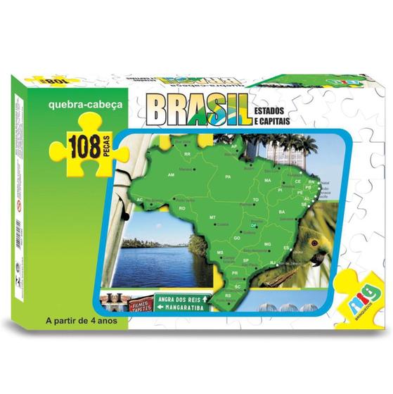 Imagem de Quebra Cabeça Puzzle Infantil Mapa Do Brasil 108 Peças Nig - Nig Brinquedos