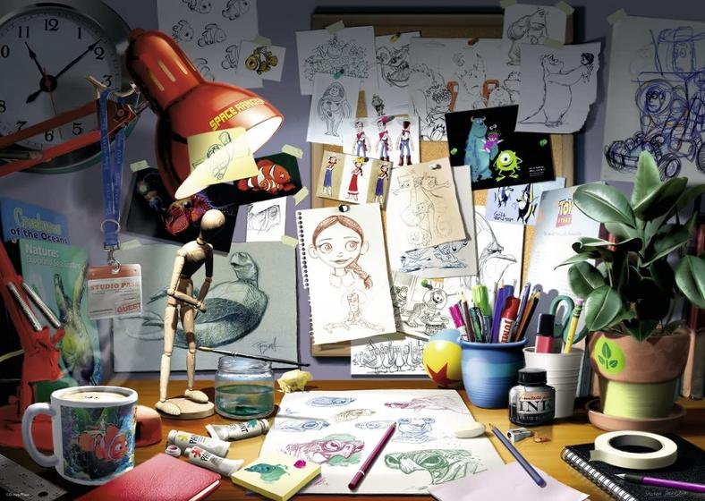 Imagem de Quebra-cabeça Ravensburger Disney Pixar The Artist's Desk 1000 unidades