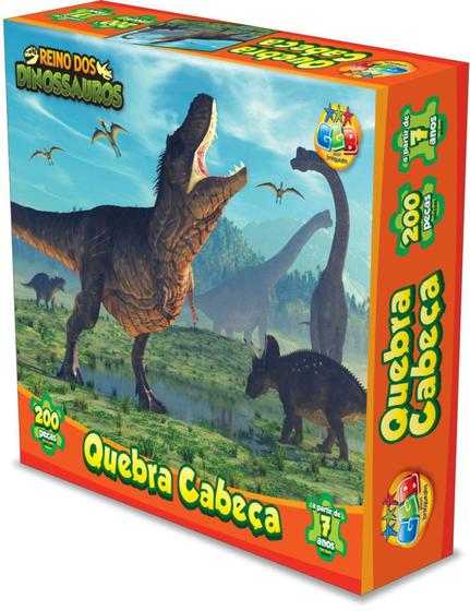 Imagem de Quebra cabeça Reino dos Dinossauros 200 peças - GGB BRINQUEDOS