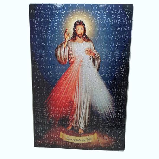 Imagem de Quebra-Cabeça Religioso Jesus Misericordioso de 300 peças em Madeira