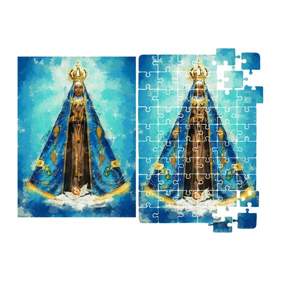 Imagem de Quebra Cabeça Religioso N Sra Aparecida 19x27cm c/ 60 peças