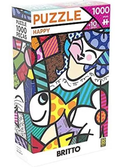 Imagem de Quebra-Cabeça Romero Britto Happy - 1000 Peças - Grow estampa colorida