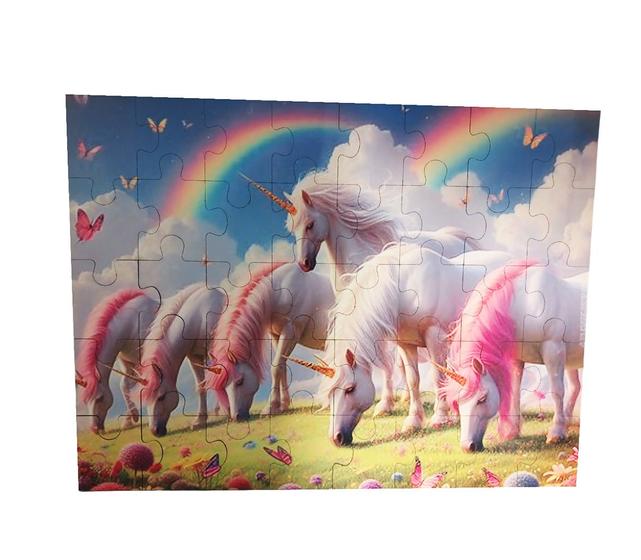 Imagem de Quebra-cabeça Unicórnios e Arco Iris de 40 peças em Mdf