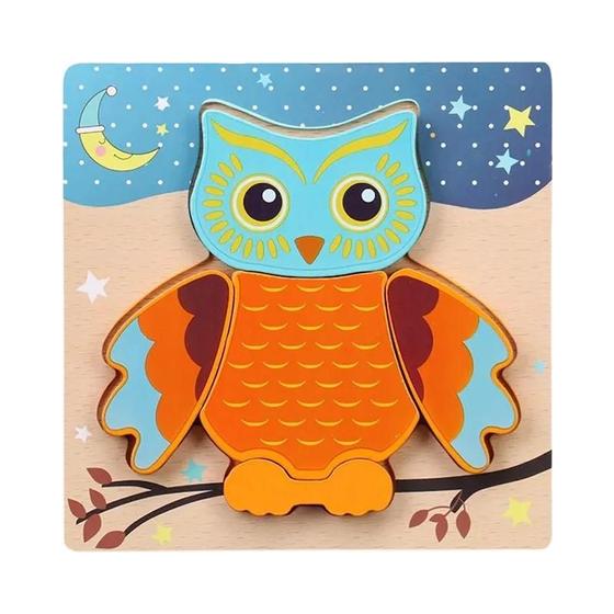 Imagem de Quebra-Cabeças 3D Educativos de Madeira com Animais - Brinquedo de Inteligência para Crianças