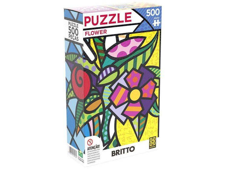 Imagem de Quebra-cabeças 500 Peças Paisagem - Puzzles Adultos Flower Romero Britto Grow