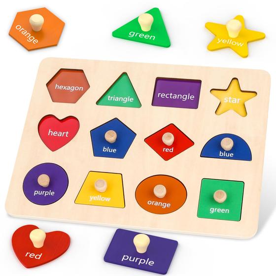 Imagem de Quebra-cabeças de aprendizagem em forma de madeira Jumlys Montessori Toys 1-3 anos