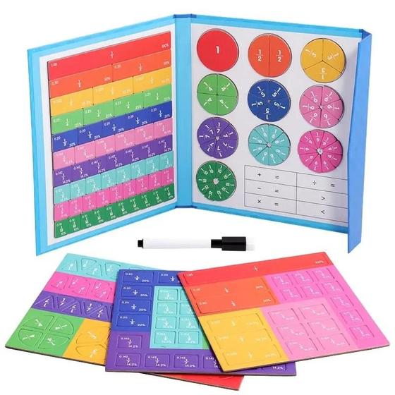 Imagem de Quebra-Cabeças de Frações Magnéticas Montessori - Brinquedo Educativo de Matemática