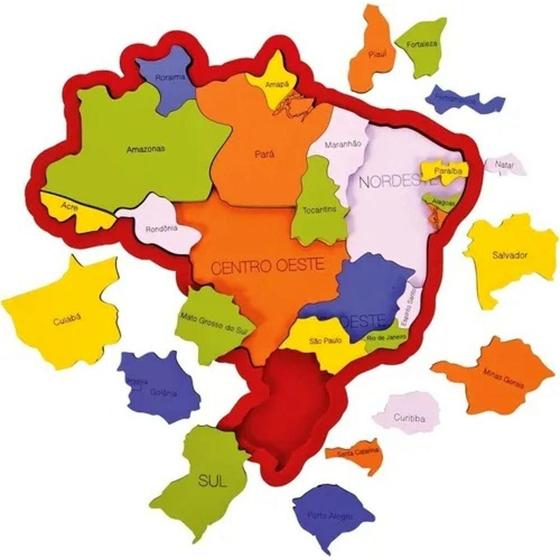 Imagem de Quebra Cabeças De Madeira Mapa do Brasil 3+ Newart