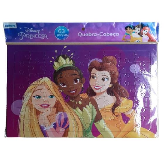 Imagem de Quebra Cabeças Infantil Criança Princesas Disney 63 Peças