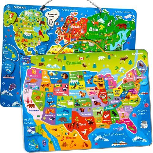 Imagem de Quebra-cabeças magnéticos para crianças de 4 a 8 anos - Jogos educativos de viagem para crianças de 6 a 8 anos da QUOKKA - Brinquedos de aprendizagem de mapas dos EUA e do mundo para meninos e meninas 3-5 - Presente pré-escolar para aprender sudoku 1