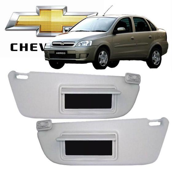 Imagem de Quebra Sol Corsa Sedan 2002 a 2012 Par Com Espelho