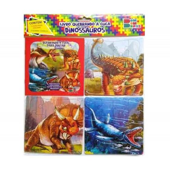 Imagem de Quebrando a Cuca - Dinossauros 1 Livro Para Colorir e 3 Quebra-cabeças