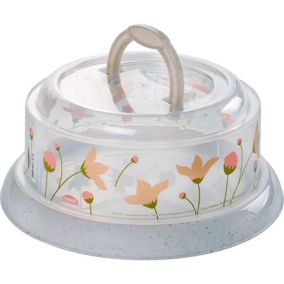 Queijeira Decora 02 para Conservação de Queijos em Plástico Decorado Branco Plasútil