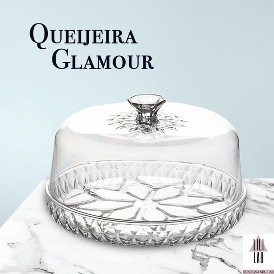 Imagem de Queijeira Glamour Porta Queijo Linha Cristal com Tampa