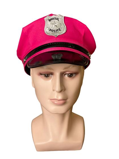 Imagem de Quepe Policial Rosa Adulto Com Emblema Fantasia Carnaval