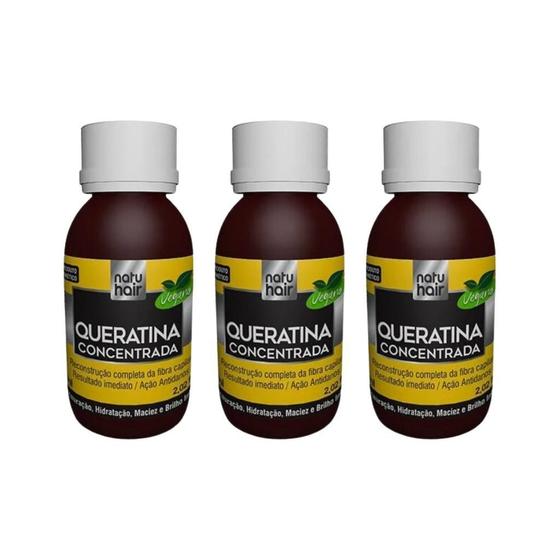 Imagem de Queratina Natuhair Concentrada 60Ml - Kit Com 3Un