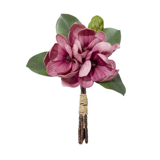 Imagem de R. magnolia (petalas de eva pintado a mao e folhas toque real) - alt 26 cm