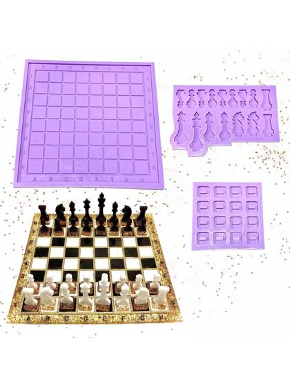 Imagem de R568 Molde de silicone jogo de xadrez resina decorar