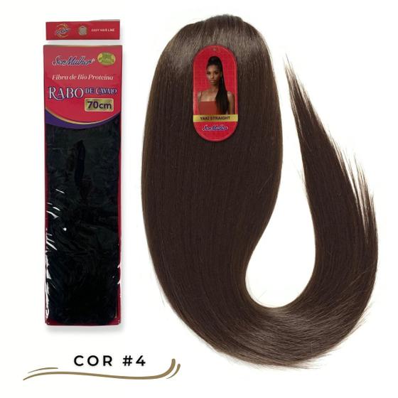 Imagem de Rabo de Cavalo Cabelo Liso Modelo Marília Ser Mulher Yaki Straight Bio Vegetal Fibra Futura 70 cm 150 gramas