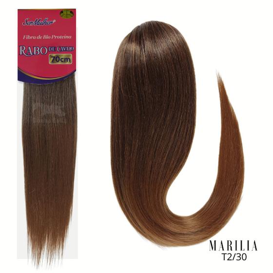 Imagem de Rabo de Cavalo Cabelo Liso Modelo Marília Ser Mulher Yaki Straight Bio Vegetal Fibra Futura 70 cm 150 gramas