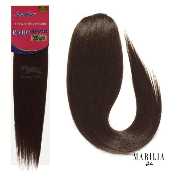 Imagem de Rabo de Cavalo Cabelo Liso Modelo Marília Ser Mulher Yaki Straight Bio Vegetal Fibra Futura 70 cm 150 gramas