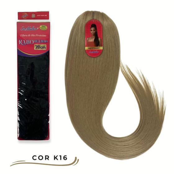 Imagem de Rabo de Cavalo Liso Ser Mulher Cabelo Yaki Straight Bio Vegetal Fibra Futura 70 cm 150 gramas Modelo Marilia Regulável