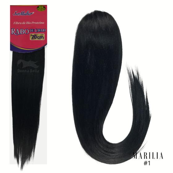 Imagem de Rabo de Cavalo Liso Ser Mulher Cabelo Yaki Straight Bio Vegetal Fibra Futura 70 cm 150 gramas Modelo Marilia Regulável