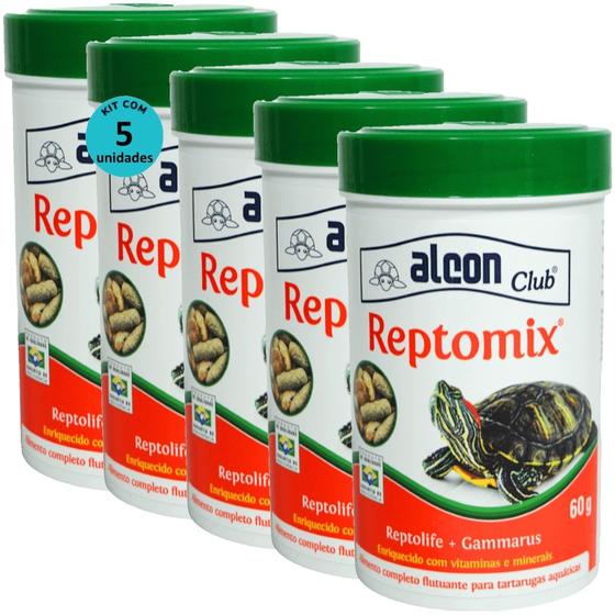 Imagem de Ração Alcon Club Reptomix 60g Para Tartarugas Aquáticas Kit Com 5