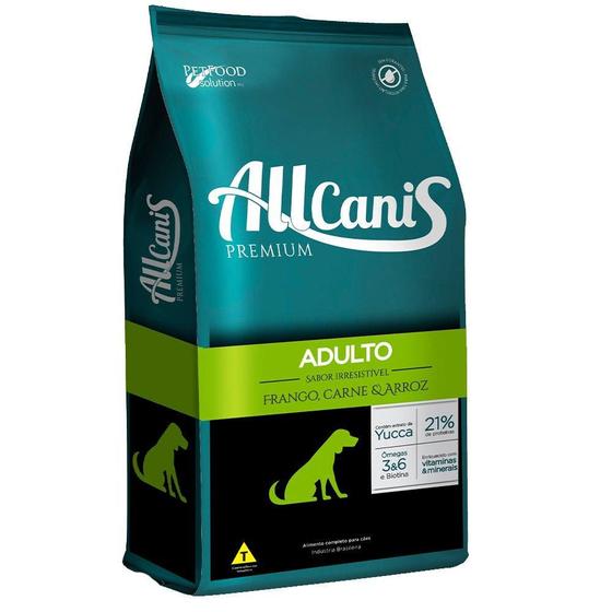 Imagem de Ração Allcanis Premium Adulto Frango, Carne e Arroz - 15 Kg