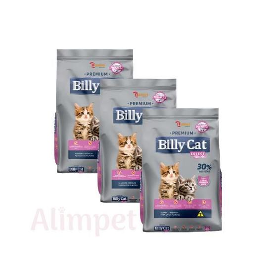 Imagem de Ração Billy Cat Select Filhotes 3Kg - Carne Frango Leite - Kit com 3 pacotes de 1kg