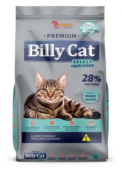 Ração Billy Cat Select Premium Castrados Frango e Salmão 15Kg - Nutridani Menor preço em Ração Billy Cat Select Premium Castrados Frango e Salmão 15Kg - Nutridani