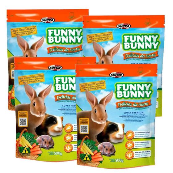 Imagem de Racao coelho e roedores Funny Bunny 500g Kit 4 unidades