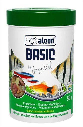 Imagem de Ração Completa para Peixes de Pequeno e Médio Porte Alcon Basic 50g - Flocos