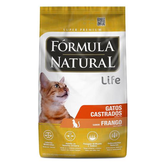Imagem de Ração Fórmula Natural Life Sabor Frango para Gatos Adultos Castrados - 7 Kg