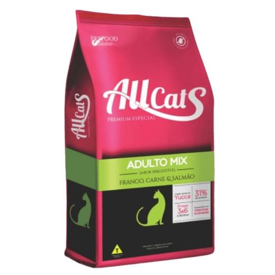 Imagem de Ração Gatos Adultos ALLCATS MIX Frango Carne e Salmão 20KG