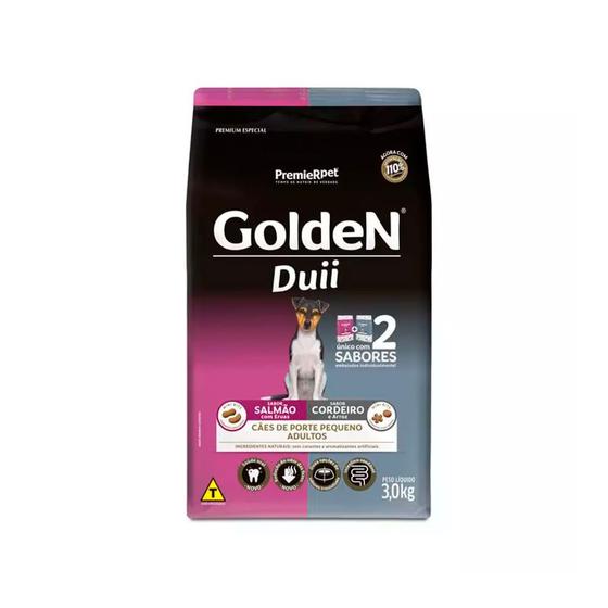 Imagem de Ração Golden Duii Mini Bits para Cães Adultos Salmão com Ervas e Cordeiro com Arroz - 3kg