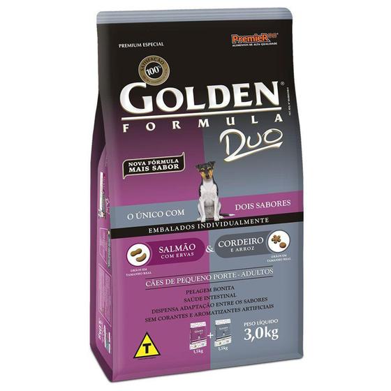 Ração Golden Duo Cães Adultos Raças Pequenas Sabor Salmão Com Ervas e Cordeiro 3kg Menor preço em Ração Golden Duo Cães Adultos Raças Pequenas Sabor Salmão Com Ervas e Cordeiro 3kg