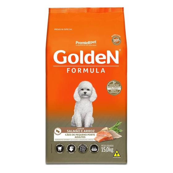 Imagem de Ração Golden Fórmula Cães Adultos Mini e Pequeno sabor Salmão e Arroz 15 Kg