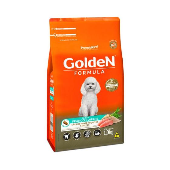 Imagem de Ração Golden Fórmula Mini Bits Para Cães Adultos de Porte Pequeno Sabor Frango e Arroz - 1 Kg