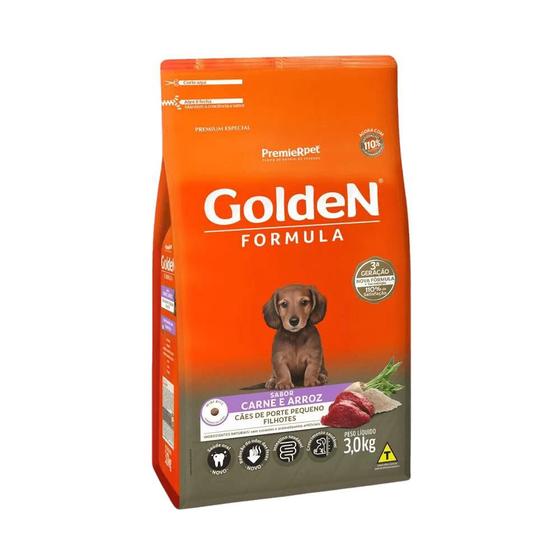 Imagem de Ração Golden Fórmula Mini Bits para Cães Filhotes de Porte Pequeno Sabor Carne e Arroz