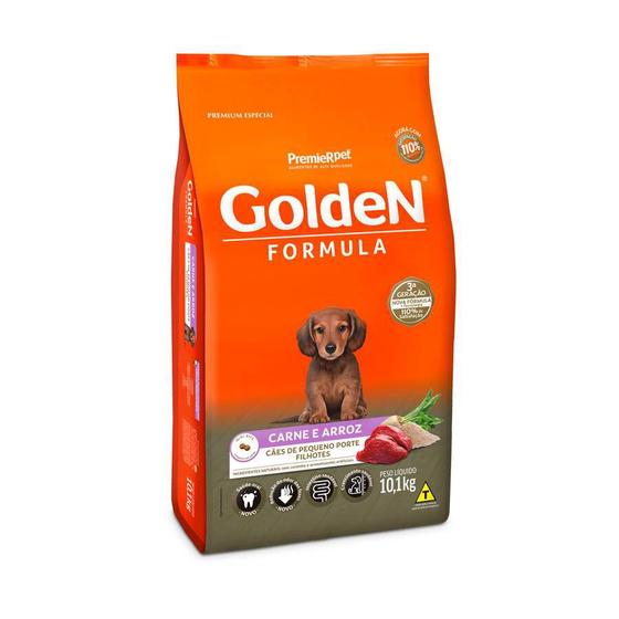 Imagem de Ração golden fórmula mini bits para cães filhotes raças pequenas sabor carne e arroz