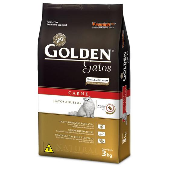 Imagem de Ração Golden Gatos Adultos Carne 3 kg - PremieR Pet