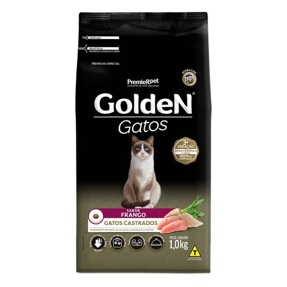 Imagem de Ração Golden Gatos Adultos Castrados sabor Frango 1 Kg