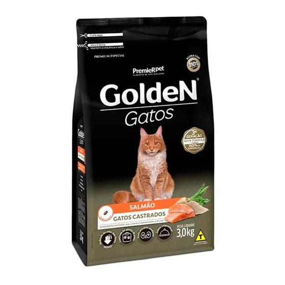 Imagem de Ração Golden Gatos Adultos Castrados Salmão - 3kg