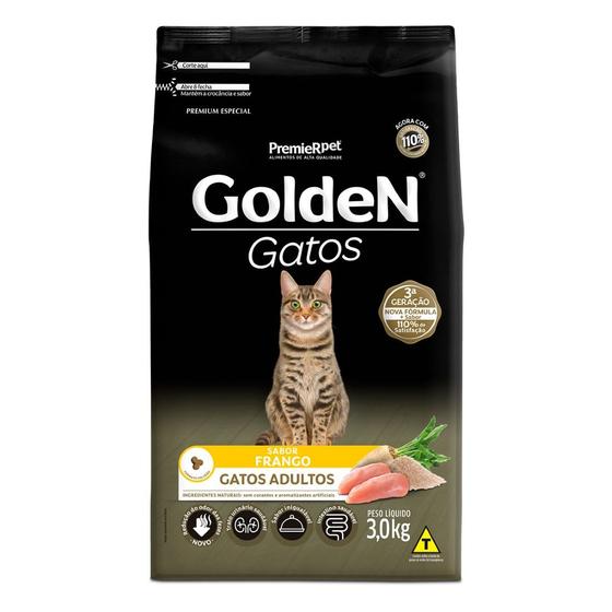 Imagem de Ração Golden Gatos Adultos sabor Frango 3 Kg