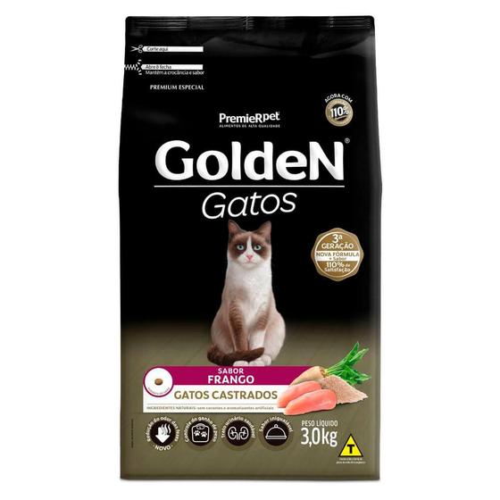 Imagem de Ração Golden Gatos Castrados Adultos Sabor Frango 3 Kg