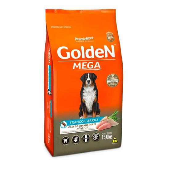 Ração Golden Mega Cães Adultos Frango E Arroz - 15kg Menor preço em Ração Golden Mega Cães Adultos Frango E Arroz - 15kg
