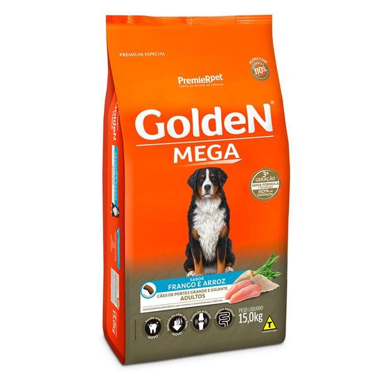 Ração Golden Mega Para Cães Adultos Raças Grandes Sabor Frango e Arroz 15kg Menor preço em Ração Golden Mega Para Cães Adultos Raças Grandes Sabor Frango e Arroz 15kg