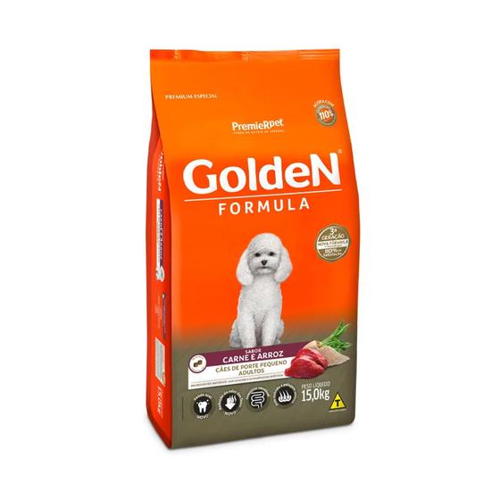 Imagem de Ração Golden Mini Bits Para Cães Adultos de Porte Pequeno Sabor Carne e Arroz 15 kg