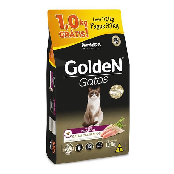 Imagem de Ração Golden para Gatos Adultos Castrados Frango Leve 10,1kg e Pague 9,1kg